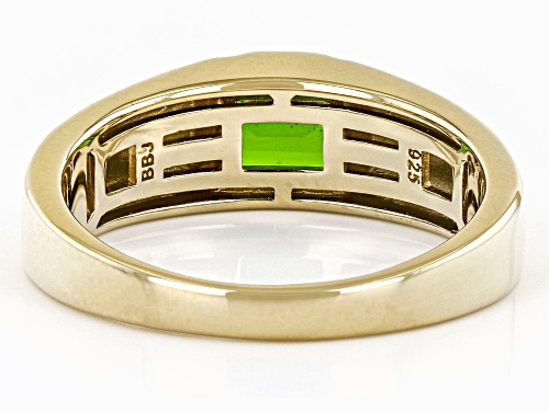1.50ct Rectangular Octagonal Chrome Diopside 18k Yellow Gold Over Sterling Silver Men's Ring - Size 13