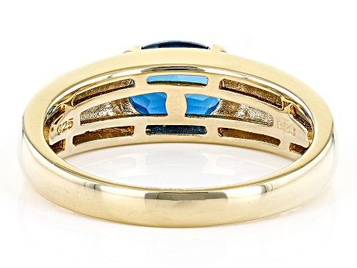 1.96ct Oval London Blue Topaz 18k Yellow Gold Over Sterling Silver Men's Ring - Size 12