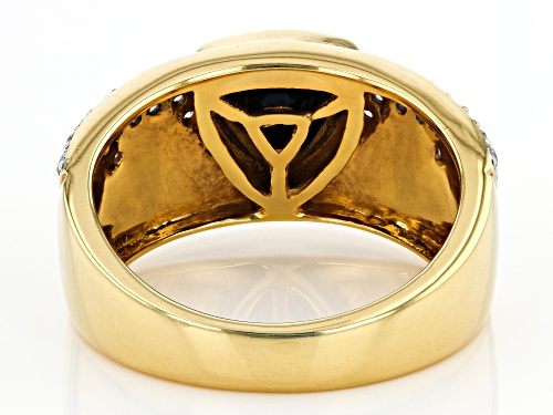 1.95ct Black Spinel And 0.61ctw White Zircon 18k Yellow Gold Over Sterling Silver Men's Ring - Size 11