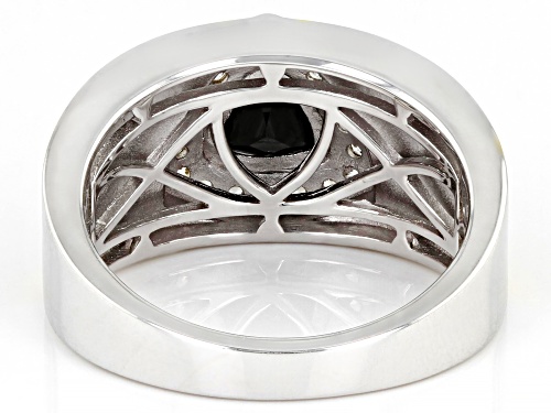 1.45ct Black Spinel With 0.34ctw White Zircon Rhodium & 18k Gold Over Silver Two-Tone Men's Ring - Size 11