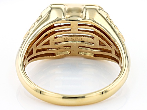 3.57ct Prasiolite With 0.04ctw White Zircon 18k Yellow Gold Over Sterling Silver Men's Ring - Size 10