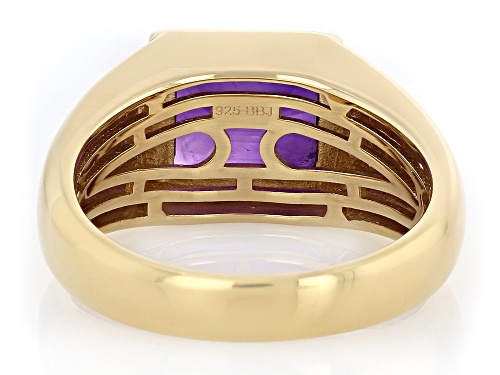 3.57ct African Amethyst With 0.32ctw White Zircon 18k Yellow Gold Over Sterling Silver Men's Ring - Size 12