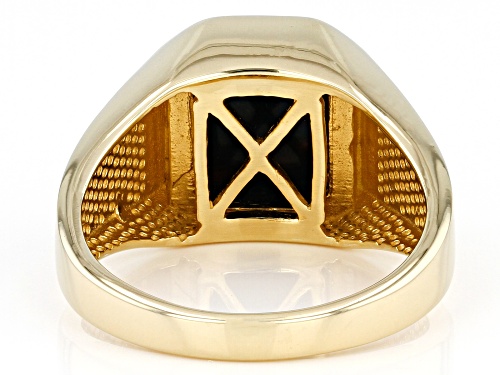 12x10mm Rectangular Octagonal Bloodstone 18k Yellow Gold Over Sterling Silver Men's Ring - Size 12