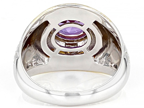 1.56ctw Oval Amethyst Rhodium & 18k Yellow Gold Over Sterling Silver Two-Tone Men's Ring - Size 13