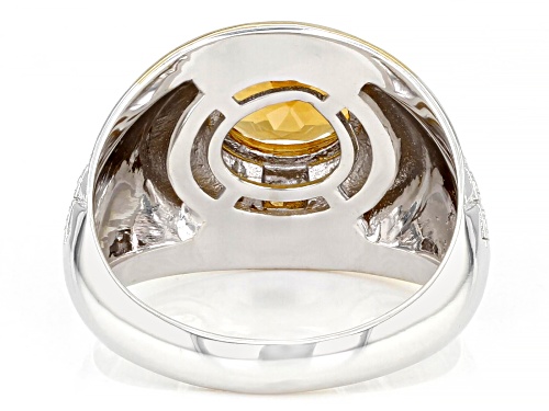1.48ctw Oval Citrine Rhodium & 18k Yellow Gold Over Sterling Silver Two-Tone Men's Ring - Size 9