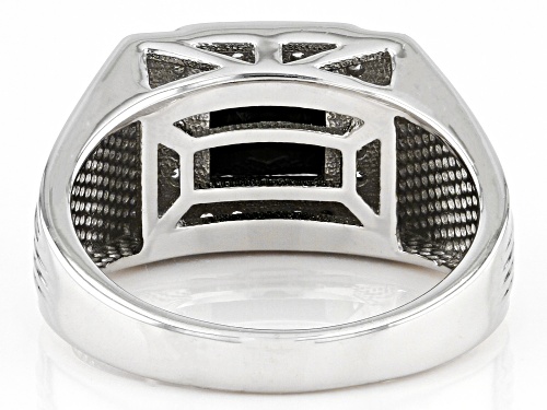2.25ct Black Spinel With 0.30ctw White Zircon Rhodium Over Sterling Silver Men's Ring - Size 12