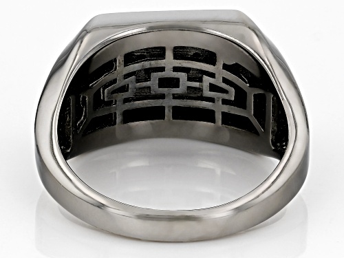 0.48ctw Round Black Spinel, Black Rhodium Over Sterling Silver Men's Ring - Size 12