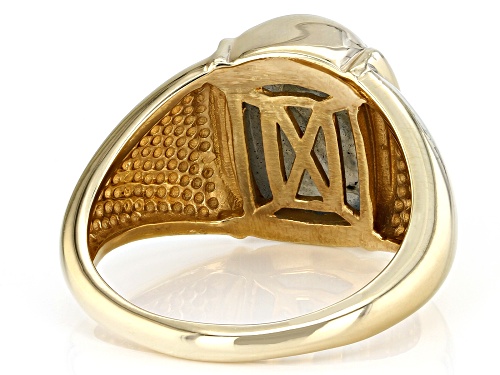 14x10mm Rectangular Cushion Labradorite 18k Yellow Gold Over Sterling Silver Men's Ring - Size 11