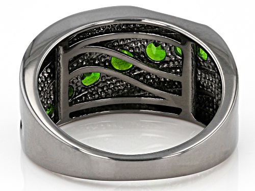 1.37ctw Round Chrome Diopside Black Rhodium Over Sterling Silver Men's Ring - Size 11