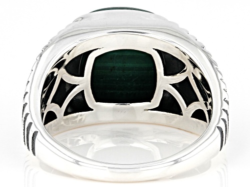 12x12mm Square Cushion Malachite Sterling Silver Men's Ring - Size 13