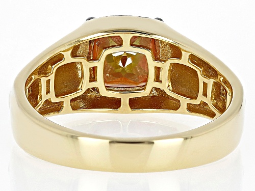 2.55ct Square Cushion Northern Lights™ Quartz 18k Yellow Gold Over Silver Two-Tone Men's Ring - Size 11