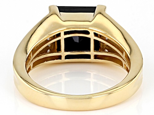 5.80ct Black Spinel With 0.06ctw White Zircon 18k Yellow Gold Over Silver Men's Ring - Size 12