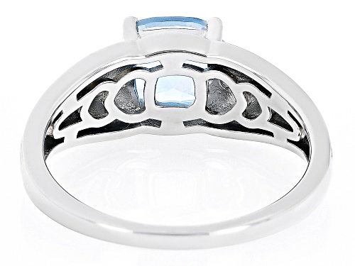 2.45ctw Quantum Cut® Swiss Blue Topaz With White Zircon Rhodium Over Sterling Silver Men's Ring - Size 10