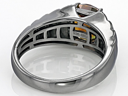 3.14ctw Cosmopolitan Beyond™ Topaz & White Zircon, Black Rhodium Over Silver Men's Ring - Size 12