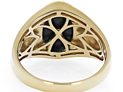 14x10mm Oval Black Onyx 18k Yellow Gold Over Sterling Silver Men's Ring - Size 9