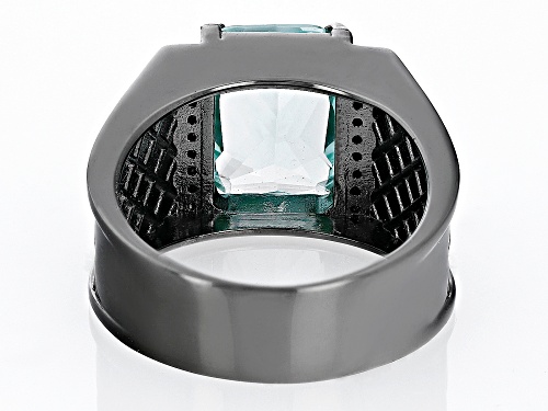 6.20ct Lab Created Green Spinel With 0.15ctw Black Spinel, Black Rhodium Over Brass Men's Ring - Size 12
