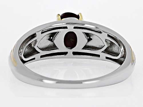 2.22ct Oval Star Ruby with .04ctw White Zircon Rhodium & 18k Yellow Gold Over Silver Men's Ring - Size 12