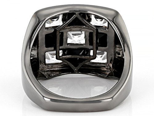 1.62ctw Black Spinel And 1.81ctw Lab White Sapphire, Black Rhodium Over Sterling Silver Men's Ring - Size 11