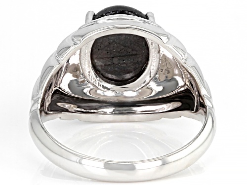 12x10mm Silver Sheen Sapphire Rhodium Over Sterling Silver Men's Ring - Size 12