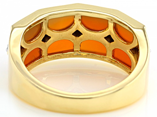 6x4mm Red Onyx Inlay with .54ctw White Zircon 18k Yellow Gold Over Sterling Silver Men's Ring - Size 12
