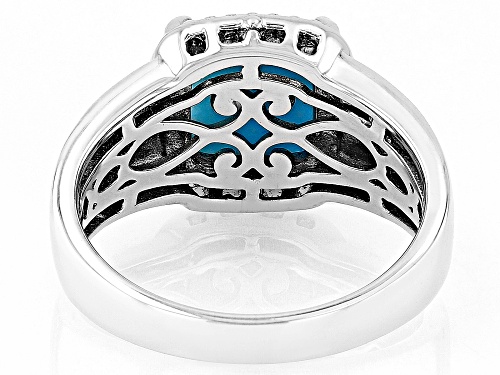 10mm Square Cushion Larimar Rhodium Over Sterling Silver Men's Ring - Size 9