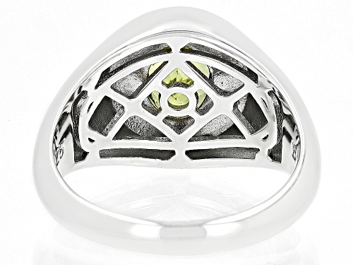 1.15ct Oval Manchurian Peridot™ Rhodium Over Sterling Silver Men's Solitaire Ring - Size 10