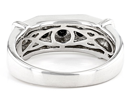 1.20ctw Round Black Spinel Rhodium Over Sterling Silver Men's Band Ring - Size 11