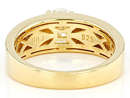 1.50ct Oval Strontium Titanate, 0.29ctw White Zircon 18k Yellow Gold Over Sterling Silver Men's Ring - Size 12
