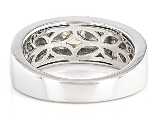 1.89ctw Strontium Titanate, Blue Diamond & White Zircon Rhodium Over Sterling Silver Men's Ring - Size 10