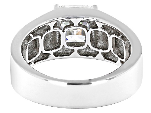 3.25ct Asscher Cut Strontium Titanate Rhodium Over Sterling Silver Solitaire Ring - Size 10