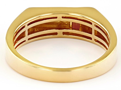 0.25ct Baguette Vermelho Garnet™ 18k Yellow Gold Over Sterling Silver Men's Signet Ring - Size 13