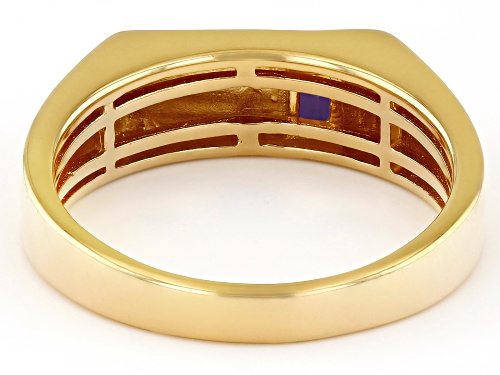 0.17ct Baguette Amethyst 18k Yellow Gold Over Sterling Silver Men's Signet Ring - Size 11