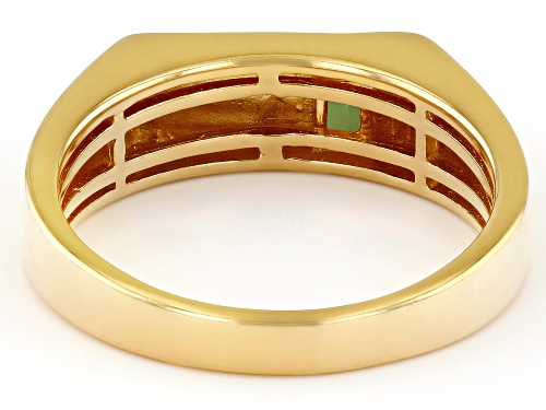 0.21ct Baguette Green Tourmaline 18k Yellow Gold Over Sterling Silver Men's Signet Ring - Size 11