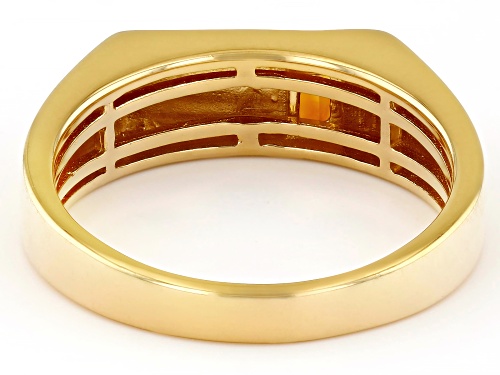 0.19ct Baguette Madeira Citrine 18k Yellow Gold Over Sterling Silver Men's Signet Ring - Size 13