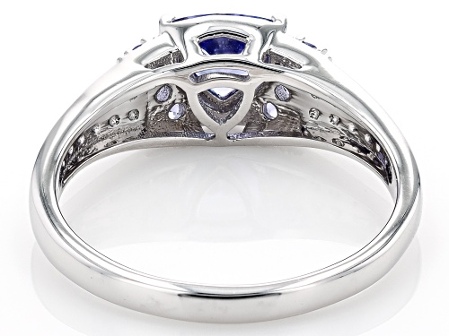 0.85ct Trillion And 0.20ctw Round Tanzanite Rhodium Over Sterling Silver Men's Ring - Size 10