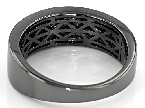 7.5x15.5mm Free-form Black Mother-Of-Pearl, Black Rhodium Over Sterling Silver Men's Band Ring - Size 10