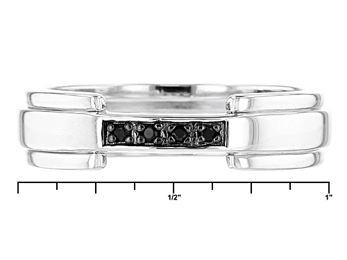 .17ctw Round Black Spinel Rhodium Over Sterling Silver Men's Band Ring - Size 12