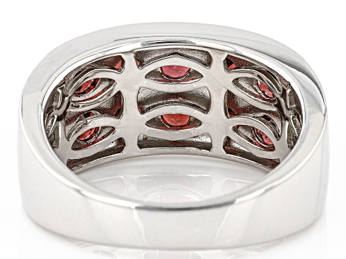 3.78ctw Round Vermelho Garnet™ Rhodium Over Sterling Silver Men's Band Ring - Size 11