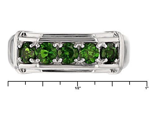 1.25ctw Round Chrome Diopside Rhodium Over Sterling Silver Men's Wedding Band Ring - Size 12