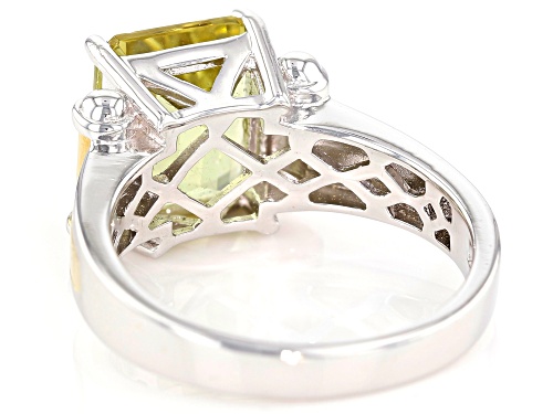 5.86ct Yellow Apatite Rhodium Over Sterling Silver Men's White And Gold Tone Ring - Size 11