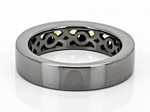 1.26ctw Round Citrine, Black Rhodium Over Sterling Silver Men's 6-Stone Band Ring - Size 10