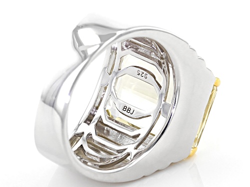9.01ct Emerald Cut Labradorite Rhodium Over Sterling Silver Mens Ring - Size 12