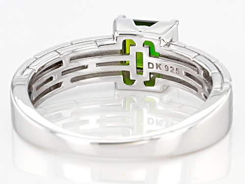 0.86ct Square Chrome Diopside Rhodium Over Sterling Silver Men's Solitaire Ring - Size 12