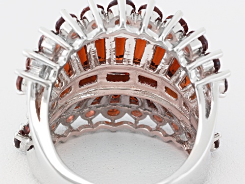 6.94ctw Baguette And Round Vermelho Garnet™ Rhodium Over Sterling Silver Ring - Size 5