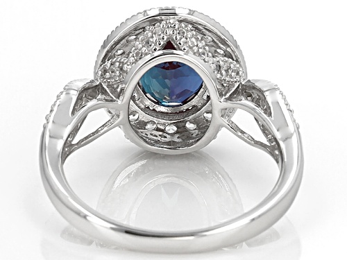 1.82ct Oval Lab Created Alexandrite With .73ctw Round White Zircon Sterling Silver Ring - Size 11