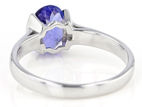 1.25ct Oval Tanzanite Rhodium Over 18K White Gold Solitaire Ring - Size 10