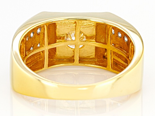 MOISSANITE FIRE(R) 2.38CTW DEW 14K YELLOW GOLD OVER STERLING SILVER MENS RING - Size 12