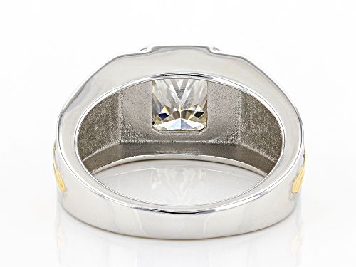MOISSANITE FIRE(R) 2.70CT DEW OCTAGONAL RADIANT CUT PLATINEVE(R) TWO TONE MENS RING - Size 11