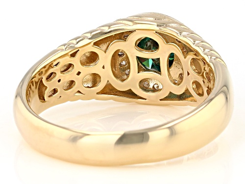 MOISSANITE FIRE(R) & GREEN MOISSANTIE 1.40CTW DEW 14K YELLOW GOLD & RHODIUM OVER SILVER MENS RING - Size 10