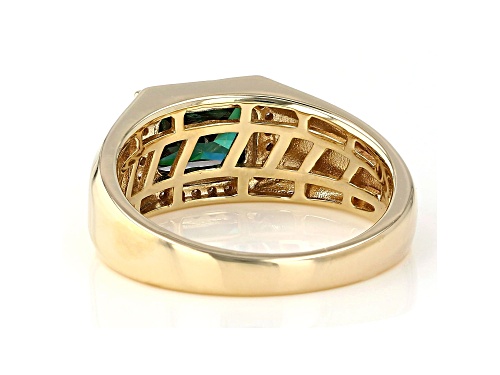 MOISSANITE FIRE(R) AND GREEN MOISSANITE 2.98CTW DEW 14K YELLOW GOLD OVER SILVER MENS RING - Size 10